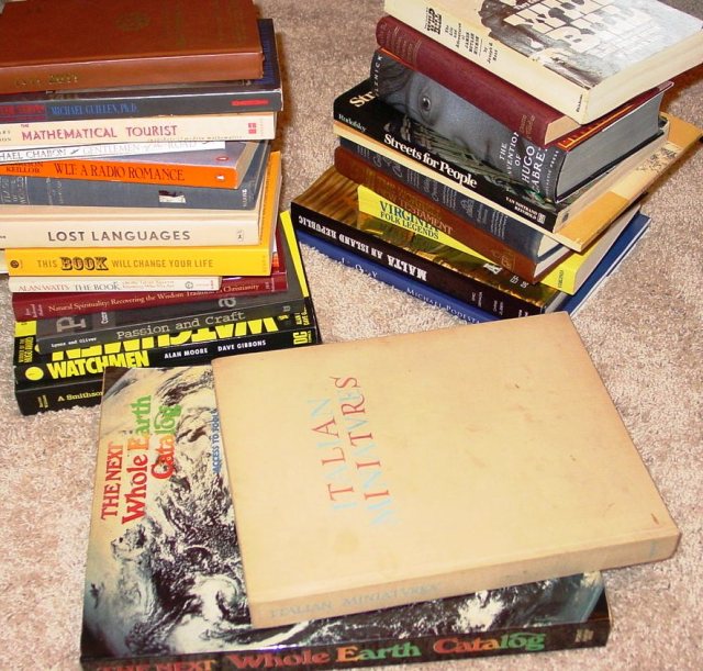 books from booksales and thriftshops